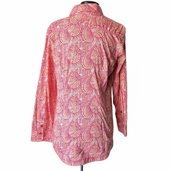 Finley Joey Print Long Sleeve Button Down Blouse 
Pink Orange Paisley Medium - Picture 3 of 8